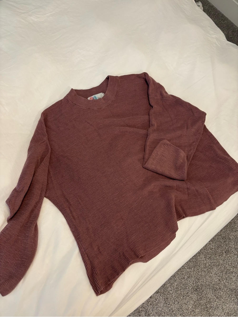 Free People Mauve Ribbed Crewneck Sweater